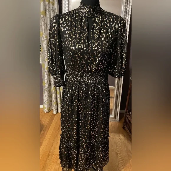 Ina black and gold halter midi dress size M - Picture 7 of 7